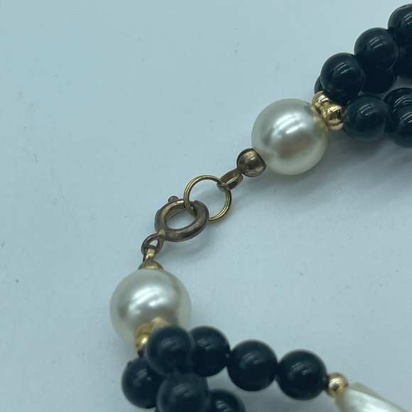 Beaded Bracelet Black Pearl White Gold Costume Jewelry - Picture 4 of 7